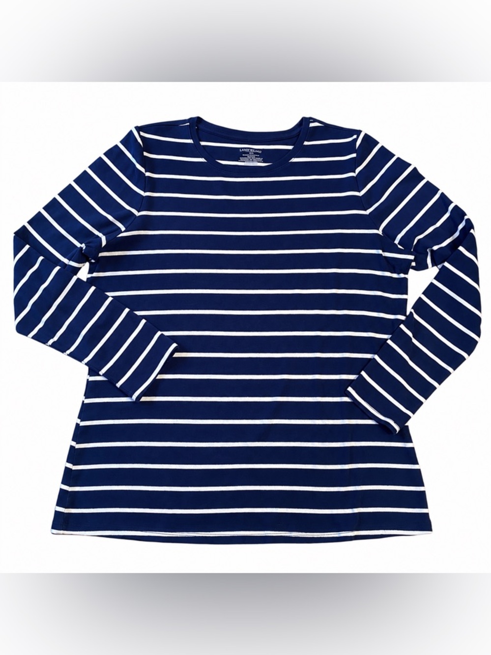 Lane Bryant Navy/white Stripe Sz 18/20  Cotton Blend Knit Top Nautical